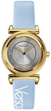 Versace V-Motif Grey Dial Blue Leather Strap Watch for Women - VERE00318