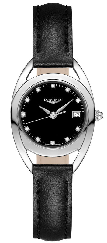 Longines Equestrian Quartz Diamond Black Dial Watch Wanita - L6.136.4.57.0