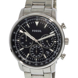 Fossil Goodwin Chronograph Black Dial Silver Steel Strap Watch for Men - FS5412