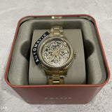 Fossil Rye Automatic Skeleton Gold Dial Gold Steel Strap Watch for Women - BQ3755