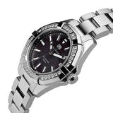Jam Tangan Tag Heuer Aquaracer Quartz Diamonds Black Dial Silver Steel Strap untuk Wanita - WAY131P.BA0748
