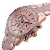 Michael Kors Ritz Chronograph Mother of Pearl White Dial Two Tone Steel Strap Watch For Women - MK6769