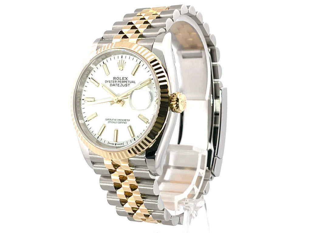 Rolex Datejust Gold Fluted Bezel Black Concentric Pattern Dial Roman  Numerals Stick Index Two-tone Steel Jubilee Bracelet Watch Ref.116333