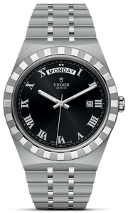 Tudor Royal Automatic Black Dial Silver Steel Strap Watch for Men - M28600-0003