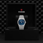 Tudor Royal Automatic Diamonds Blue Dial Silver Steel Strap Watch for Men - M28600-0006