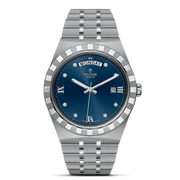 Tudor Royal Automatic Diamonds Blue Dial Silver Steel Strap Watch for Men - M28600-0006