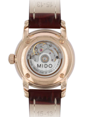 Mido Baroncelli III Automatic White Dial Brown Leather Strap Watch For Women - M7600.3.26.8