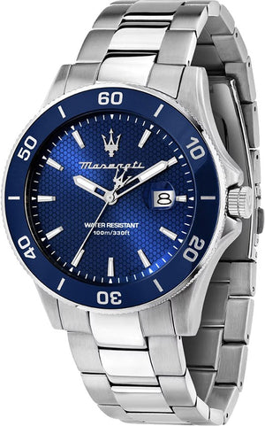 Maserati Competizione Quartz Blue Dial Silver Steel Strap Watch For Men - R8853100036