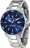 Maserati Competizione Quartz Blue Dial Silver Steel Strap Watch For Men - R8853100036