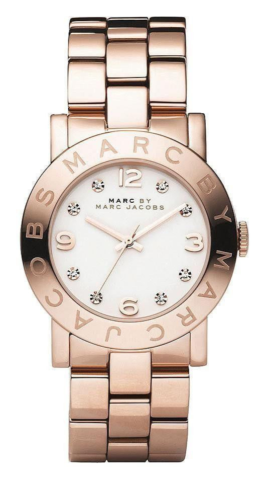 Marc Jacobs Amy White Dial Rose Gold Steel Strap Watch for Women