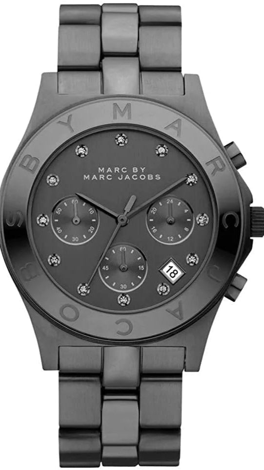 Marc Jacobs Blade Chronograph Black Dial Black Steel Strap  display picture 3
