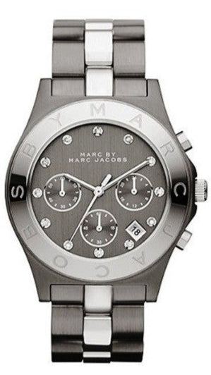 Marc Jacobs Blade Chronograph Black Dial Two Tone Steel Strap Watch for Women - MBM3179