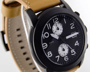Marc Jacobs Larry Chronograph Black Dial Brown Leather Strap Watch for Men - MBM5053