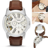 Fossil Grant Twist Multi-Function White Dial Brown Leather Strap Watch for Men - ME1144