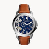 Fossil Grant Twist Multifunction Blue Dial Brown Leather Strap Watch for Men - ME1161