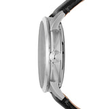 Fossil Townsman Automatic Skeleton Silver Dial Black Leather Strap Watch for Men - ME3041