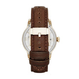 Fossil Townsman Automatic Skeleton Gold Dial Brown Leather Strap Watch for Men - ME3043