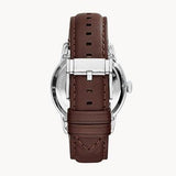 Fossil Townsman Automatic White Dial Brown Leather Strap Watch for Men - ME3064