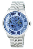 Fossil Townsman Automatic Skeleton Blue Dial Silver Steel Strap Watch for Men - ME3073