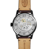 Fossil Townsman Automatic Skeleton Brown Dial Brown Leather Strap Watch for Men - ME3098