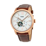 Fossil Townsman Beige Dial Brown Leather Strap Watch for Men - ME3105