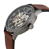 Fossil Forrester Luggage Automatic Skeleton Blue Dial Brown Leather Strap Watch for Men - ME3179