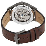 Fossil Forrester Automatic Skeleton Grey Dial Brown Leather Strap Watch for Men - ME3178