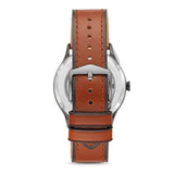 Fossil Forrester Luggage Automatic Skeleton Blue Dial Brown Leather Strap Watch for Men - ME3179