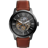 Fossil Townsman Automatic Skeleton Black Dial Brown Leather Strap Watch for Men - ME3181