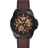 Fossil Bronson Automatic Skeleton Black Dial Brown Leather Strap Watch for Men - ME3219