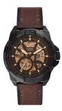 Fossil Bronson Automatic Skeleton Black Dial Brown Leather Strap Watch for Men - ME3219