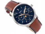 Fossil Neutra Minimalist Moonphase Blue Dial Brown Leather Strap Watch for Men - FS5903