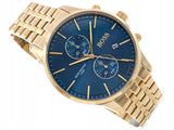 Hugo Boss Associate Chronograph Blue Dial Gold Steel Strap Watch for Men - 1513841