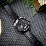 Hugo Boss Champion Chronograph Black Dial Black Leather Strap Watch for Men - 1513880
