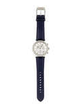 Michael Kors Parker White Dial Navy Blue Leather Strap Watch for Women - MK2293