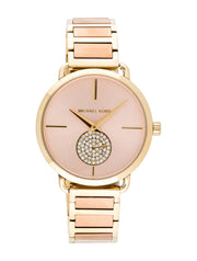 Michael Kors Portia Rose Gold Dial Two Tone Steel Strap Watch for Women - MK3706