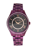 Michael Kors Lauryn Black Dial Purple Steel Strap Watch for Women - MK3724