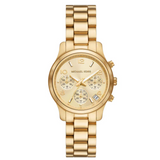 Michael Kors Runway Chronograph Gold Dial Gold Steel Strap Watch For Women - MK7326