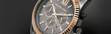 Michael Kors Lexington Chronograph Blue Dial Silver Steel Strap Watch For Men - MK8689