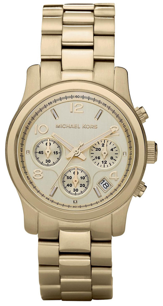 Stainless Steel Strap Michael Runway Gold Kors Women Gold Dial Watch for