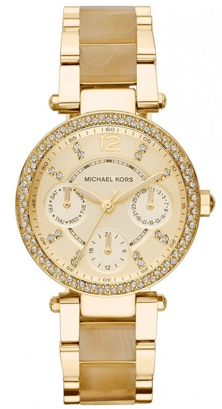 Michael Kors Parker Gold DIal Gold Steel Strap Watch for Women