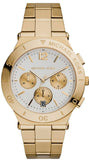 Michael Kors Wyatt Chronograph White Dial Gold Steel Strap Watch For Women - MK5933