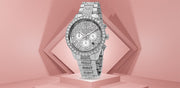 Michael Kors Layton Chronograph Silver Dial Silver Steel Strap Watch For Women - MK6976