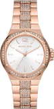 Michael Kors Lennox Three-Hand Silver Dial Rose Gold Steel Strap Watch For Women - MK7362