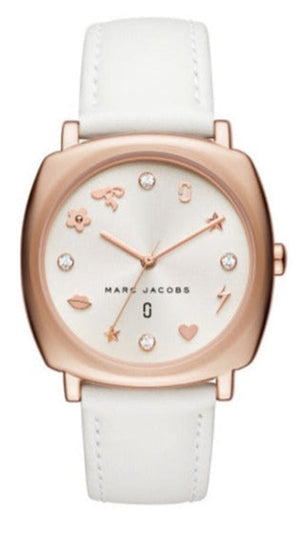 Marc Jacobs Mandy White Dial White Leather Strap Watch for Women - MJ8678