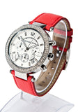 Michael Kors Parker Silver Dial Red Leather Strap Watch for Women - MK2278