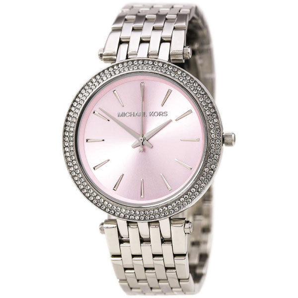 Michael Kors Darci Crystal Pink Dial Silver Stainless Steel Strap Watch for Women - MK3352