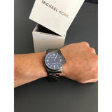 Michael Kors Paxton Analog Blue Dial Grey Steel Strap Watch For Men - MK8499