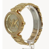 Michael Kors Parker Analog Crystals Gold Dial Gold Steel Strap Watch For Women - MK7283