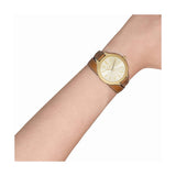 Michael Kors Runway Gold Dial Brown Leather Strap Watch For Women - MK2256